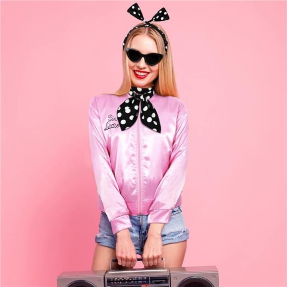 Pink Satin Jacket Costume Set for Women - Picture 6 of 7